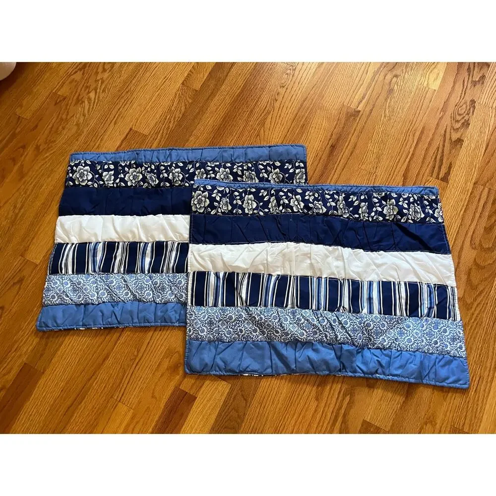 Set of 2 floral/striped pillow shams 26x20 New No Tags‎ Laura Ashley style
